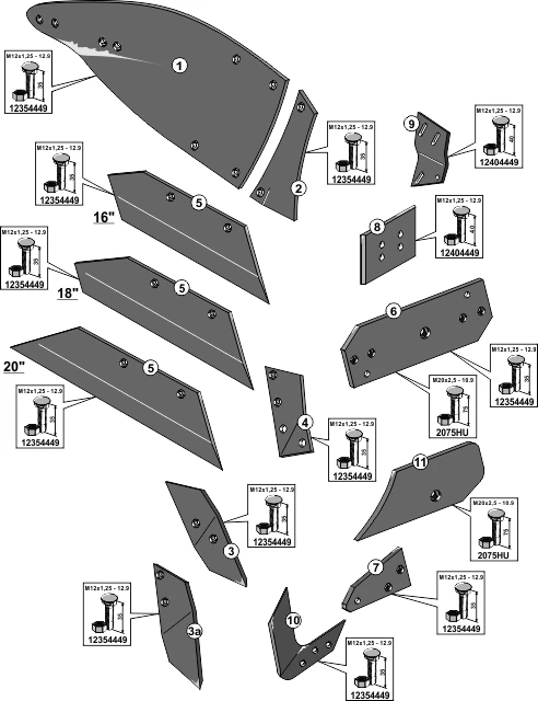 Explosionszeichnung Överum Pflugkörper Typ XLD